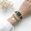 Hot sale slim green women watch oem odm customize stainless steel quartz square lady watch